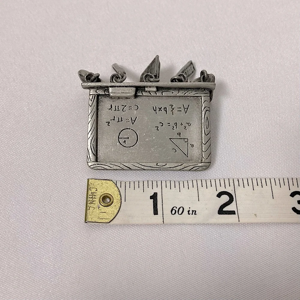 💫 Vintage JJ Jonette Jewelry Silver Chalkboard Brooch Math Teacher Inspired